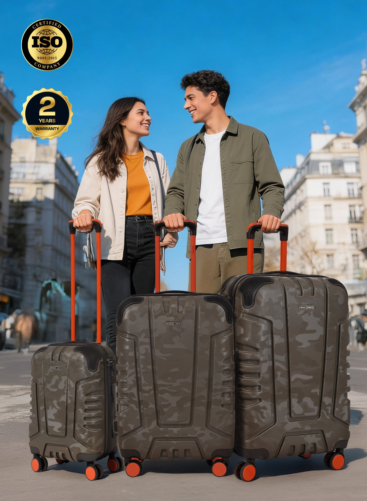 Parajohn EmberTrail ABS Set of 3 Luggage | Lightweight Small 10KG, Medium 20KG & Large 30KG 8 Wheels Trolley Hardsided Travel Suitcase  PARAJOHN UAE