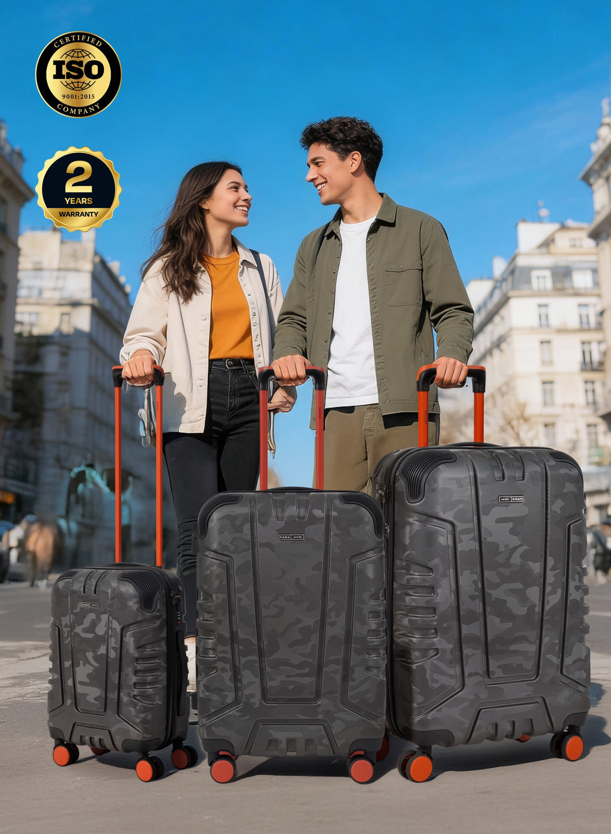 Parajohn EmberTrail ABS Set of 3 Luggage | Lightweight Small 10KG, Medium 20KG & Large 30KG 8 Wheels Trolley Hardsided Travel Suitcase  PARAJOHN UAE