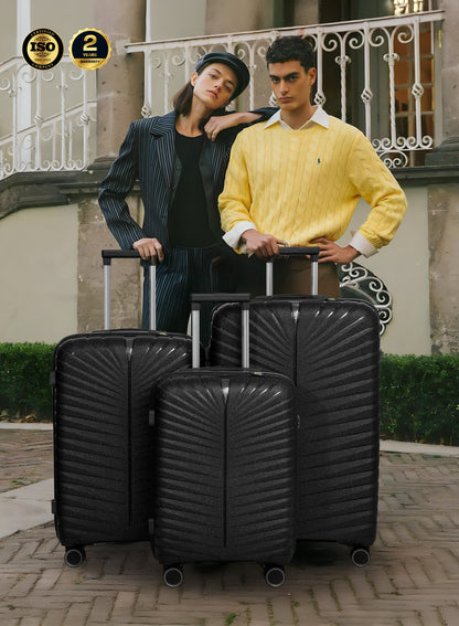 Parajohn Skyridge 3-Piece Anti Theft PP Luggage Set Lightweight Small 10KG, Medium 20KG & Large 30KG ABS 8 Wheels Trolley Hardsided Travel Suitcase  PARAJOHN UAE