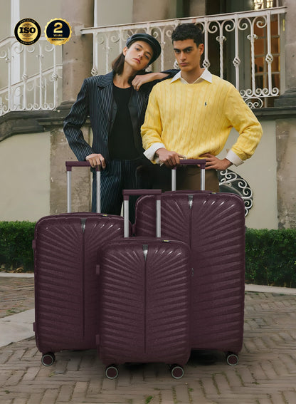 Parajohn Skyridge 3-Piece Anti Theft PP Luggage Set Lightweight Small 10KG, Medium 20KG & Large 30KG ABS 8 Wheels Trolley Hardsided Travel Suitcase  PARAJOHN UAE