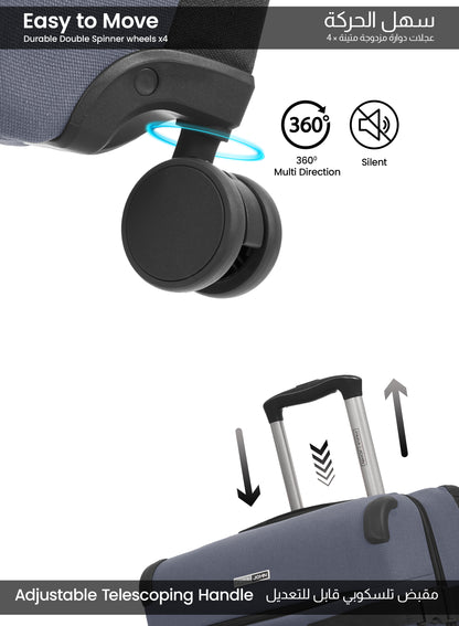 Parajohn Retro Series 3 Piece Lightweight Luggage Set | Small 10KG, Medium 20KG & Large 30KG ABS 8 Wheels Luggage