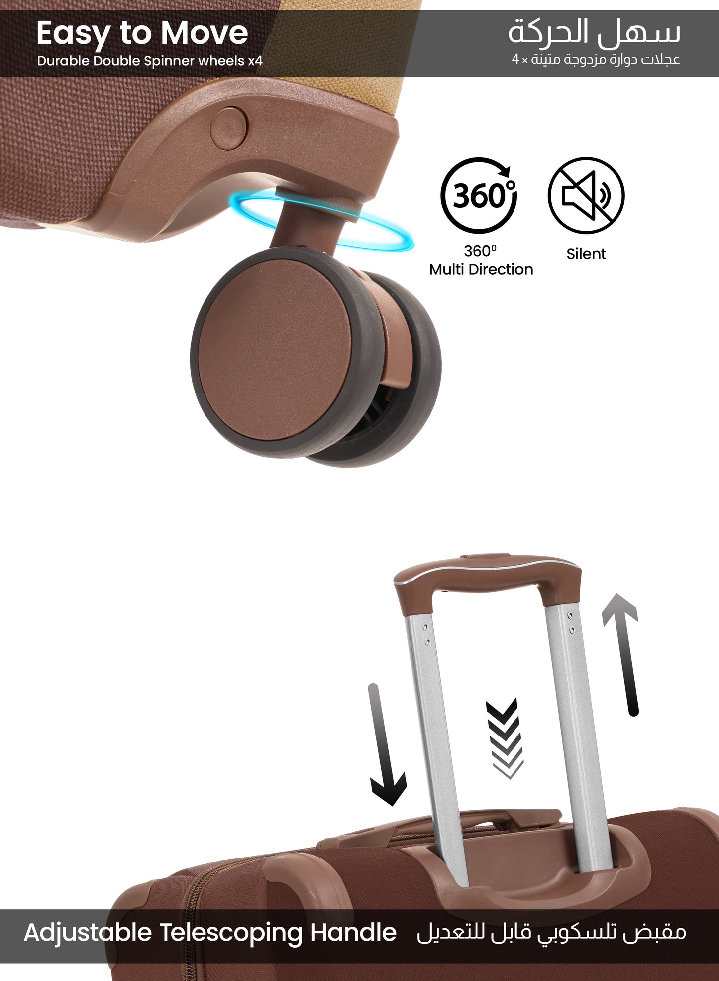 Parajohn Retro Series 3 Piece Lightweight Luggage Set | Small 10KG, Medium 20KG & Large 30KG ABS 8 Wheels Luggage