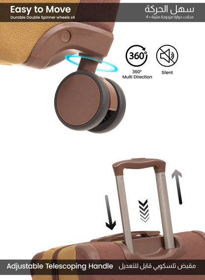 Parajohn Retro Series 3 Piece Lightweight Luggage Set | Small 10KG, Medium 20KG & Large 30KG ABS 8 Wheels Luggage