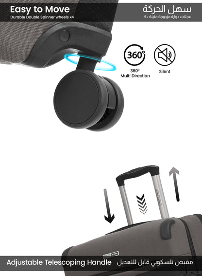 Parajohn Retro Series 3 Piece Lightweight Luggage Set | Small 10KG, Medium 20KG & Large 30KG ABS 8 Wheels Luggage