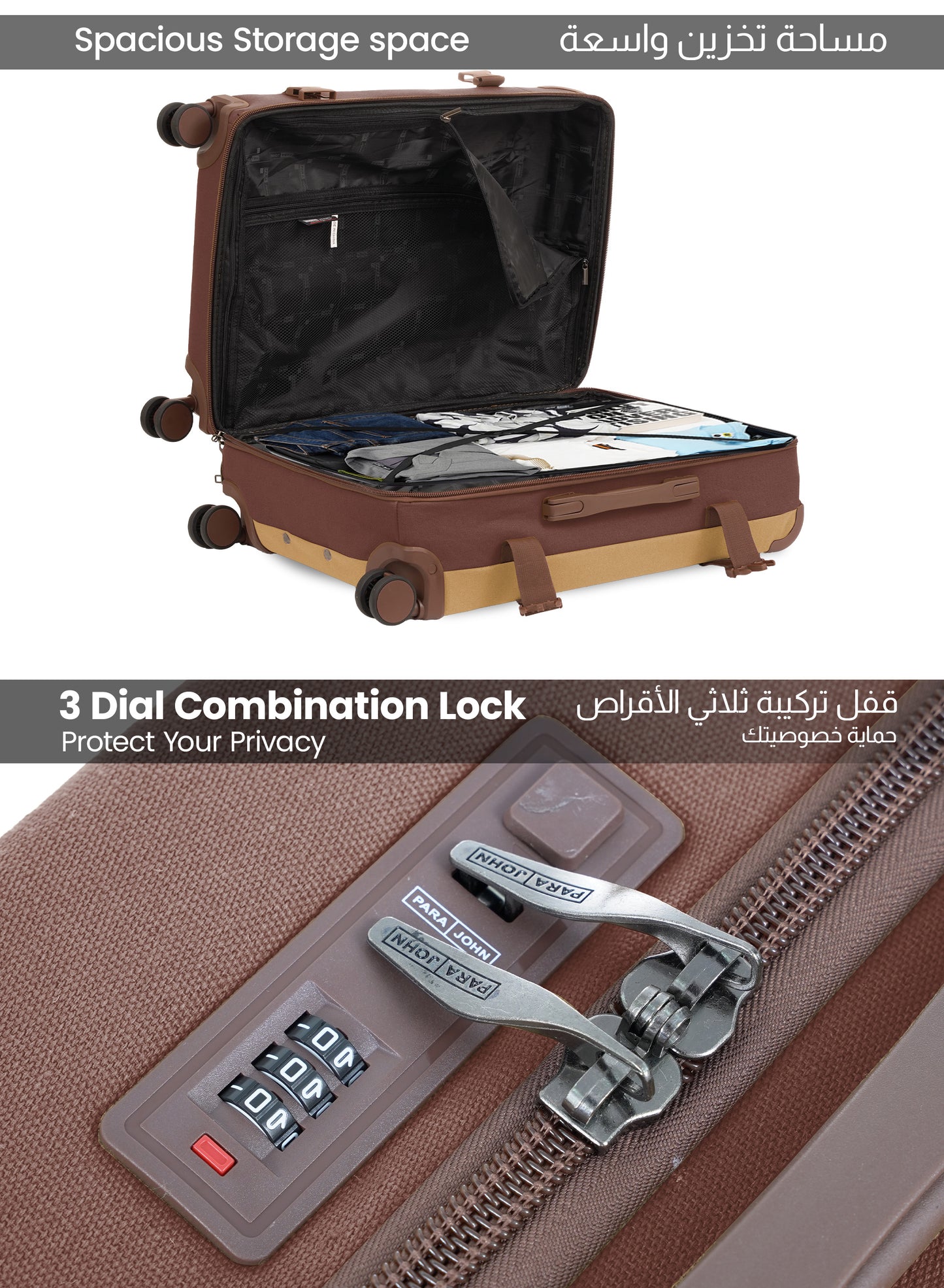 Parajohn Retro Series 3 Piece Lightweight Luggage Set | Small 10KG, Medium 20KG & Large 30KG ABS 8 Wheels Luggage