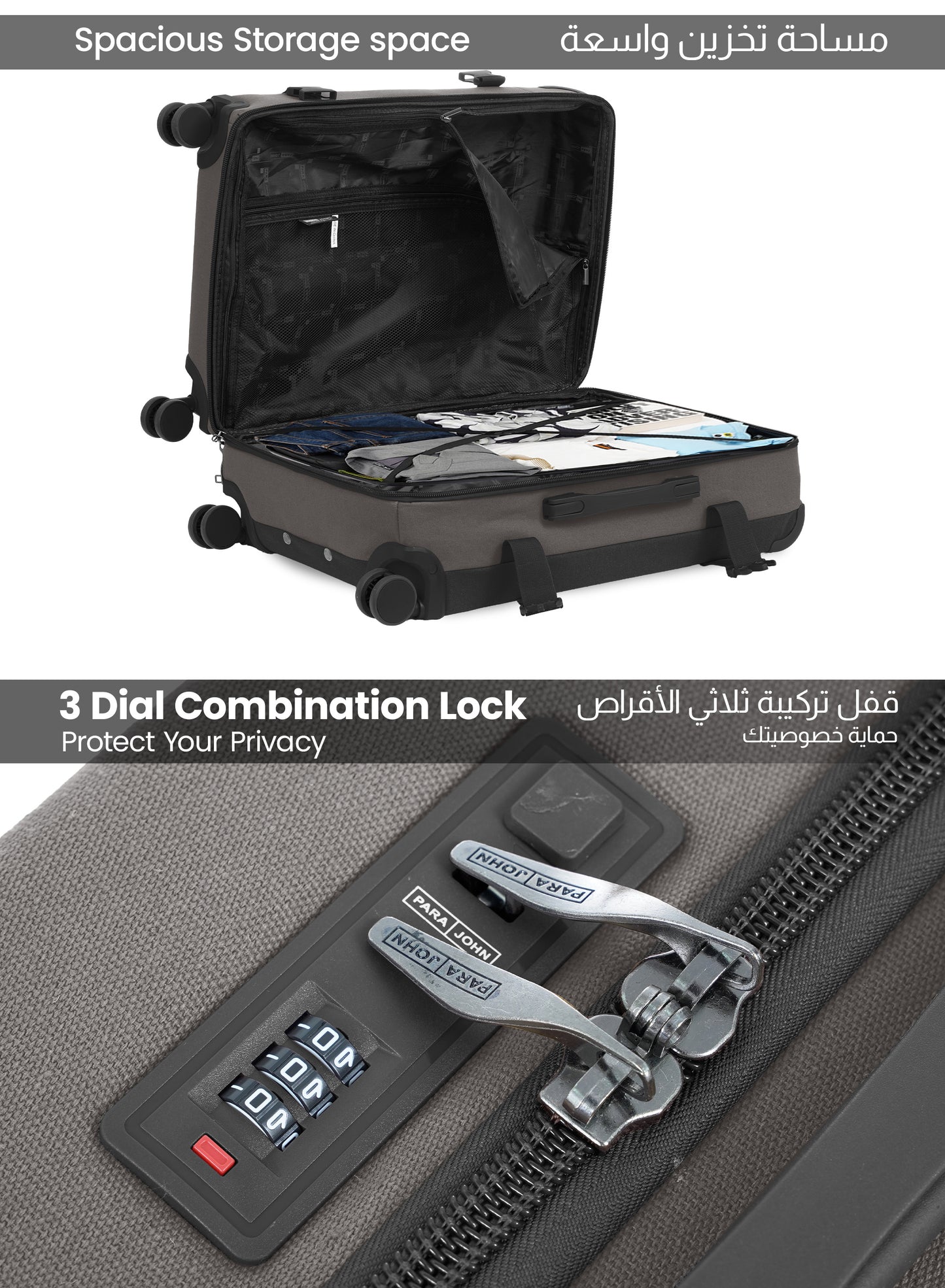 Parajohn Retro Series 3 Piece Lightweight Luggage Set | Small 10KG, Medium 20KG & Large 30KG ABS 8 Wheels Luggage