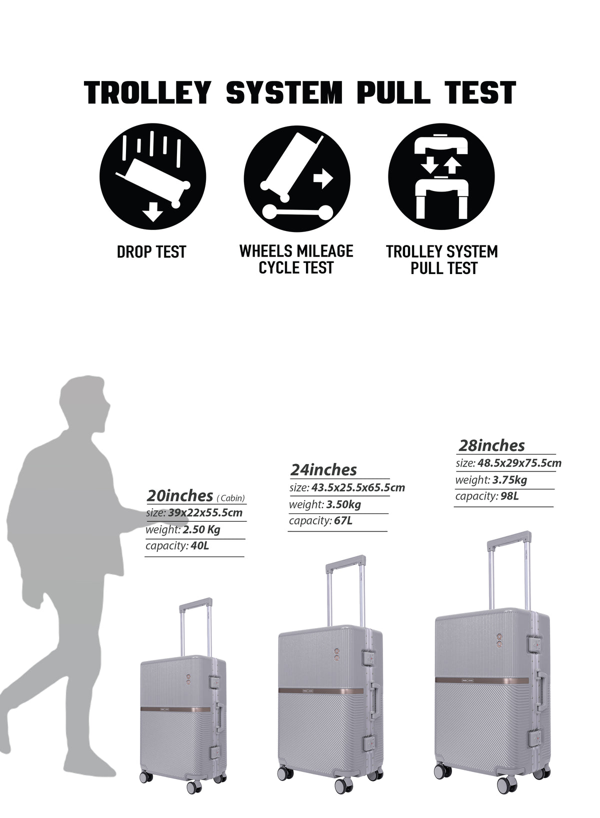 Parajohn PRIMEVAULT - Zipperless PC Luggage Set of 3