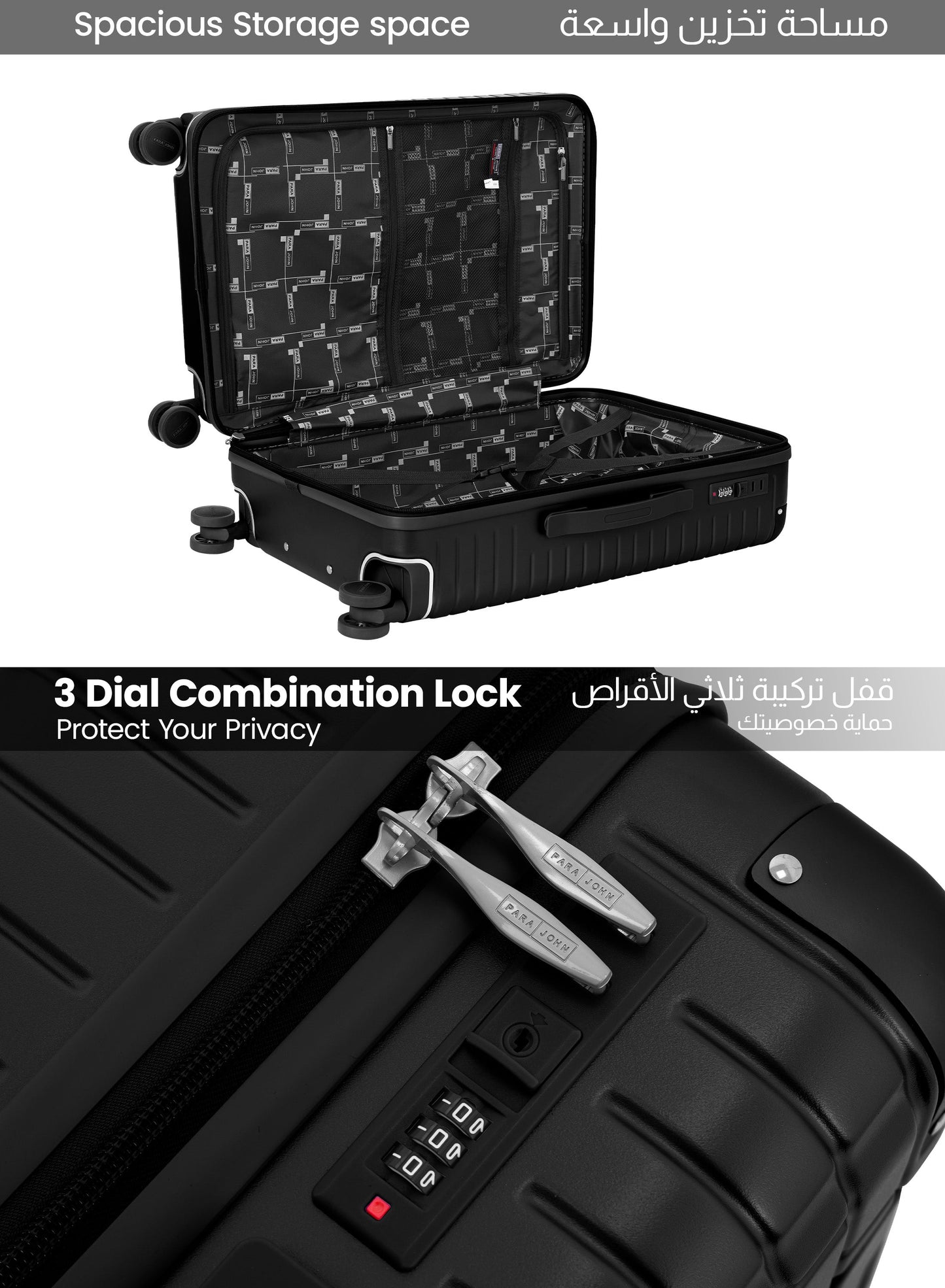 Parajohn 3 PCS PC Luggage Set – 20”,24”,28” Hard Shell Suitcases with 8 Spinner Wheels, Durable Polycarbonate Travel Trolley Set  PARAJOHN UAE
