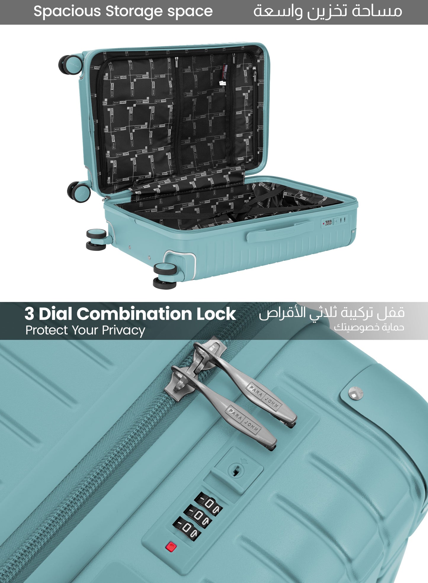 Parajohn 3 PCS PC Luggage Set – 20”,24”,28” Hard Shell Suitcases with 8 Spinner Wheels, Durable Polycarbonate Travel Trolley Set  PARAJOHN UAE