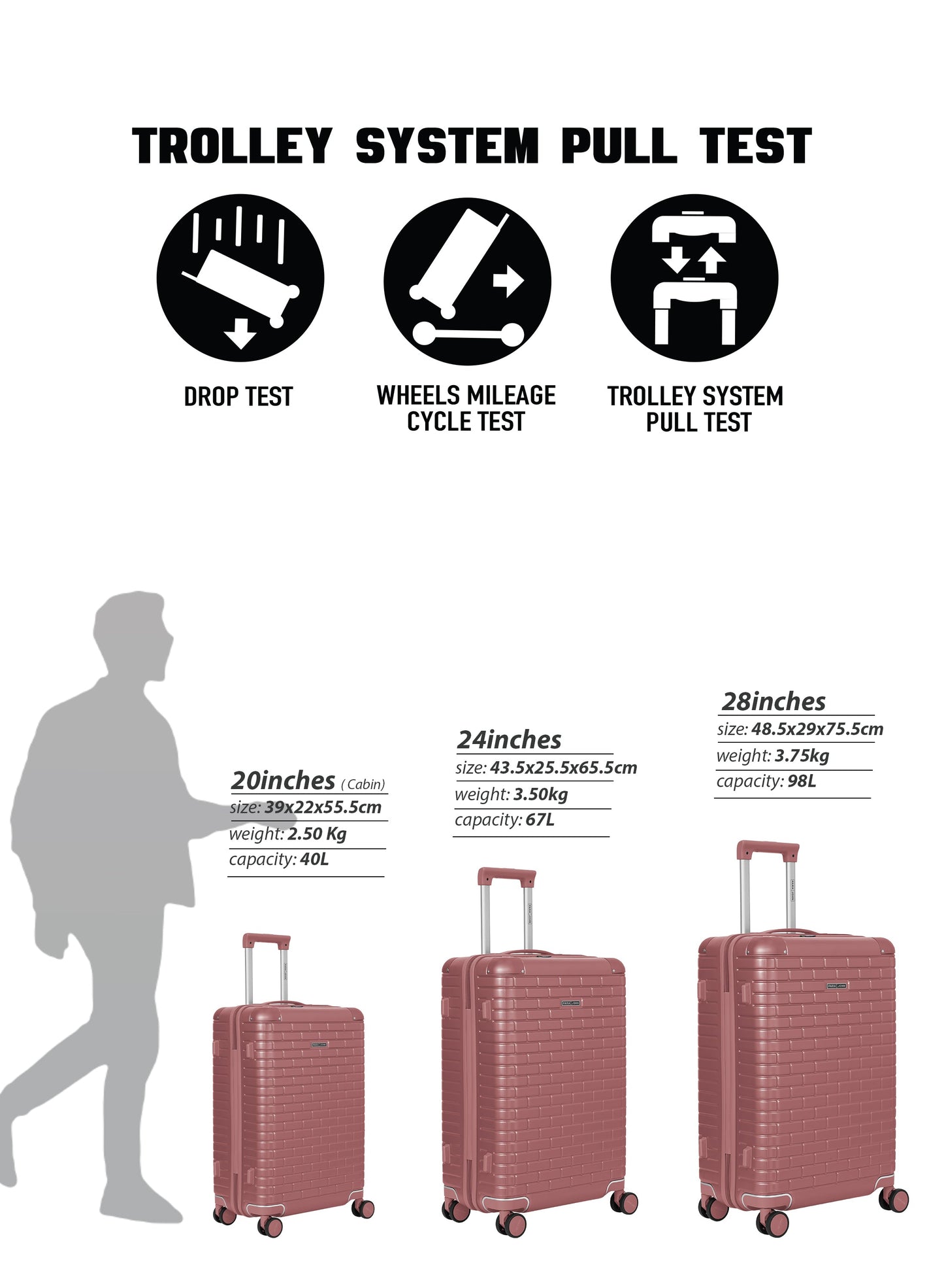 Parajohn 3 PCS PC Luggage Set – 20”,24”,28” Hard Shell Suitcases with 8 Spinner Wheels, Durable Polycarbonate Travel Trolley Set  PARAJOHN UAE
