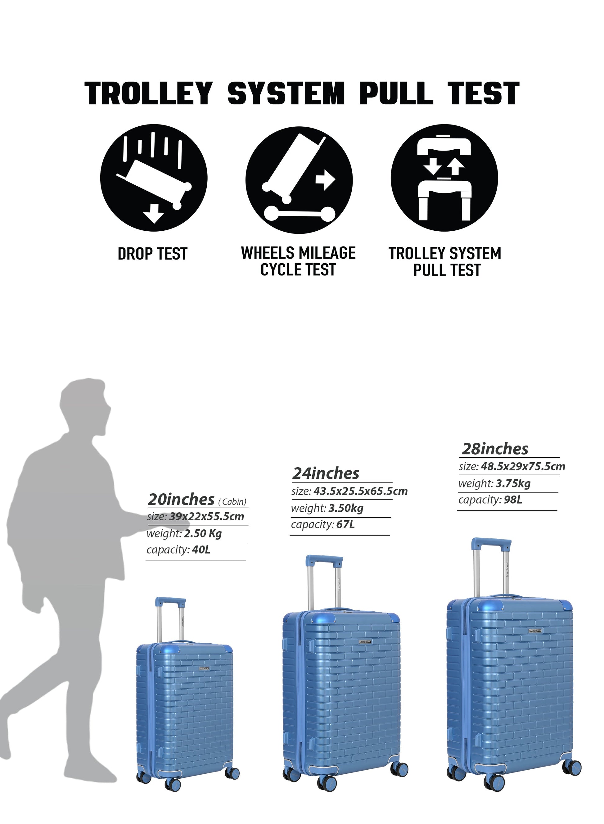 Parajohn 3 PCS PC Luggage Set – 20”,24”,28” Hard Shell Suitcases with 8 Spinner Wheels, Durable Polycarbonate Travel Trolley Set  PARAJOHN UAE