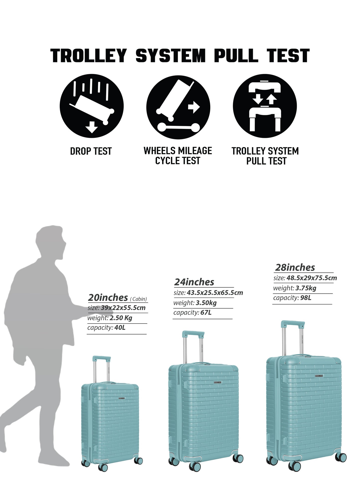 Parajohn 3 PCS PC Luggage Set – 20”,24”,28” Hard Shell Suitcases with 8 Spinner Wheels, Durable Polycarbonate Travel Trolley Set  PARAJOHN UAE