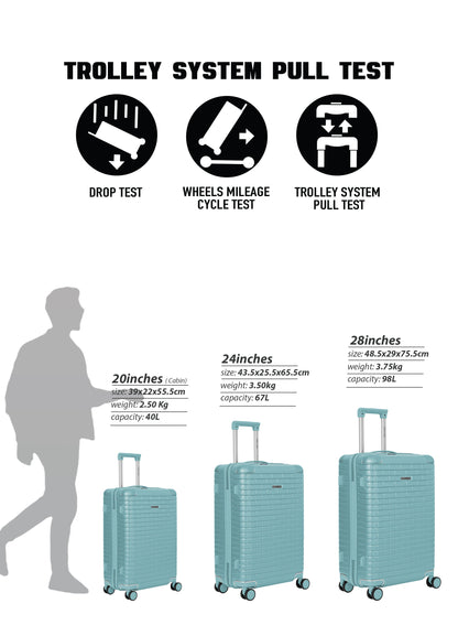 Parajohn 3 PCS PC Luggage Set – 20”,24”,28” Hard Shell Suitcases with 8 Spinner Wheels, Durable Polycarbonate Travel Trolley Set  PARAJOHN UAE