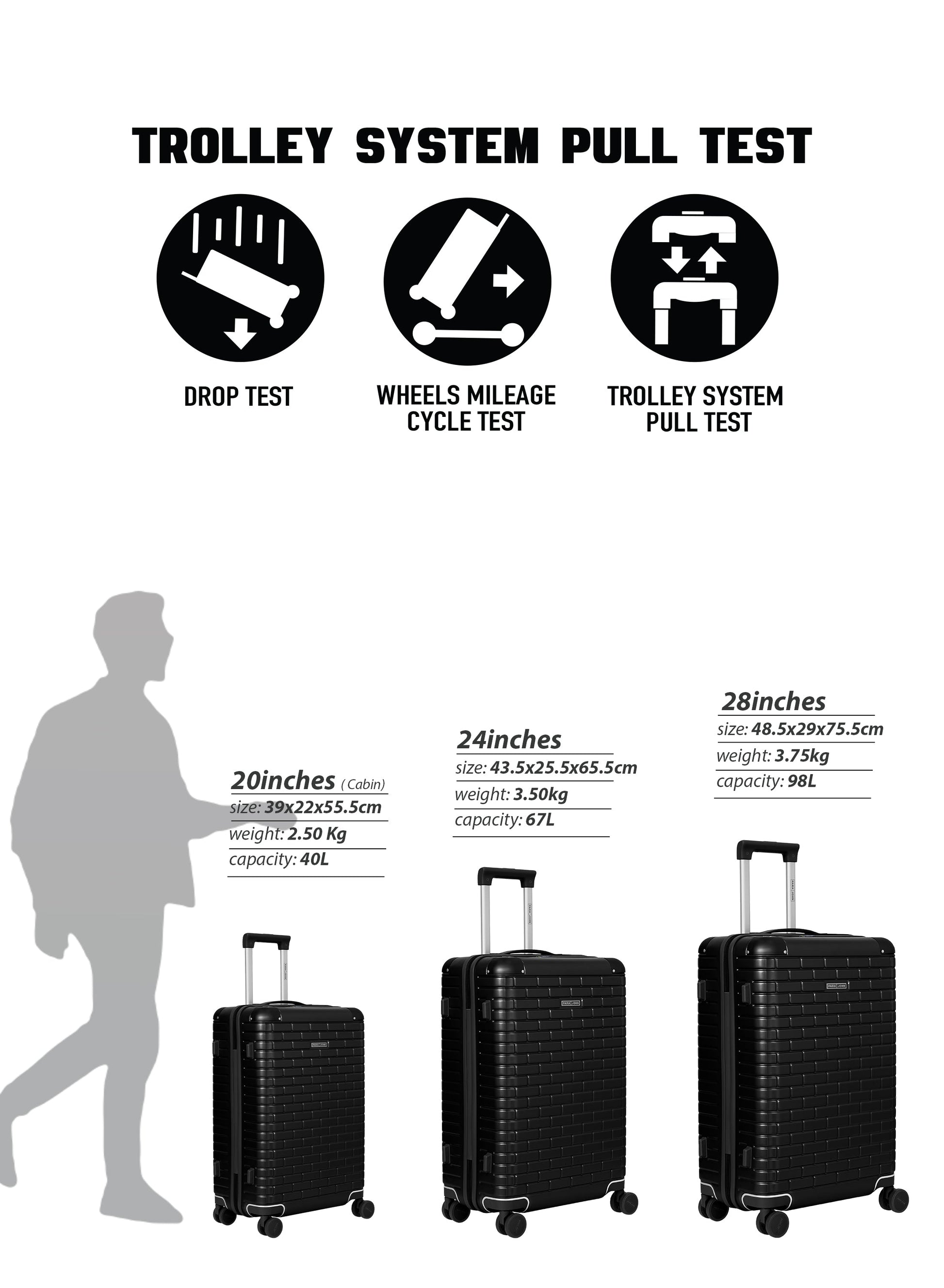 Parajohn 3 PCS PC Luggage Set – 20”,24”,28” Hard Shell Suitcases with 8 Spinner Wheels, Durable Polycarbonate Travel Trolley Set  PARAJOHN UAE