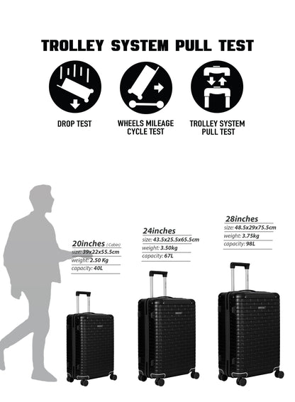 Parajohn 3 PCS PC Luggage Set – 20”,24”,28” Hard Shell Suitcases with 8 Spinner Wheels, Durable Polycarbonate Travel Trolley Set  PARAJOHN UAE