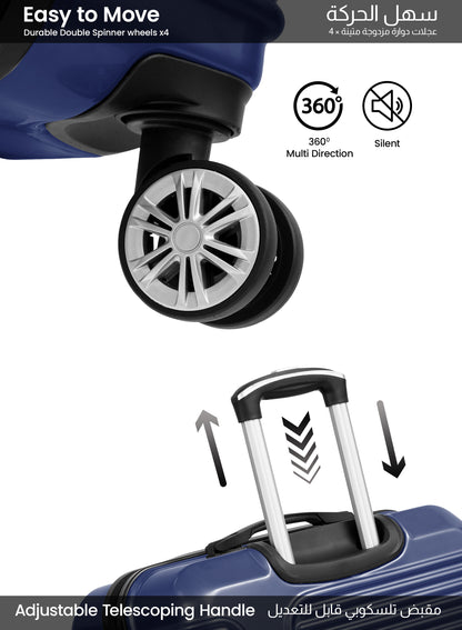 Parajohn Aeris 3-Piece Set ABS+PC Luggage Set Lightweight Small 10KG, Medium 20KG & Large 30KG 8 Wheels Trolley Hardsided Travel Suitcase