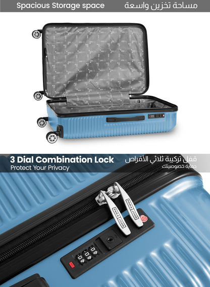 Parajohn Aeris 3-Piece Set ABS+PC Luggage Set Lightweight Small 10KG, Medium 20KG & Large 30KG 8 Wheels Trolley Hardsided Travel Suitcase