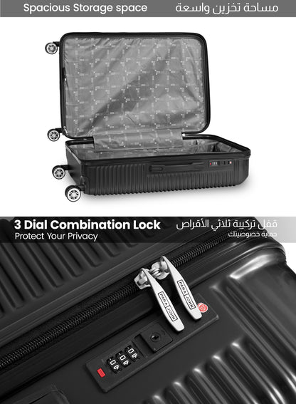 Parajohn Aeris 3-Piece Set ABS+PC Luggage Set Lightweight Small 10KG, Medium 20KG & Large 30KG 8 Wheels Trolley Hardsided Travel Suitcase
