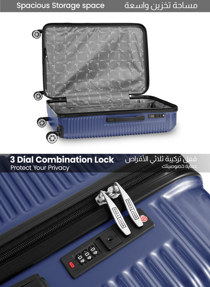 Parajohn Aeris 3-Piece Set ABS+PC Luggage Set Lightweight Small 10KG, Medium 20KG & Large 30KG 8 Wheels Trolley Hardsided Travel Suitcase