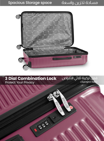 Parajohn Aeris 3-Piece Set ABS+PC Luggage Set Lightweight Small 10KG, Medium 20KG & Large 30KG 8 Wheels Trolley Hardsided Travel Suitcase