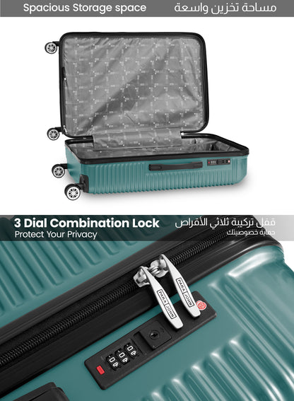 Parajohn Aeris 3-Piece Set ABS+PC Luggage Set Lightweight Small 10KG, Medium 20KG & Large 30KG 8 Wheels Trolley Hardsided Travel Suitcase