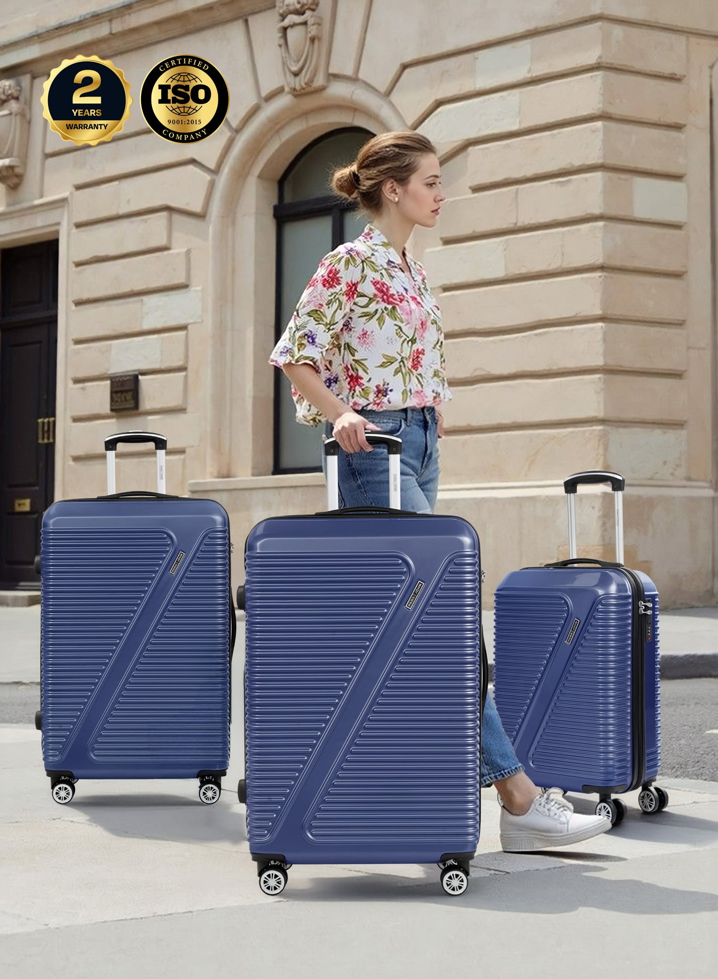 Parajohn Aeris 3-Piece Set ABS+PC Luggage Set Lightweight Small 10KG, Medium 20KG & Large 30KG 8 Wheels Trolley Hardsided Travel Suitcase