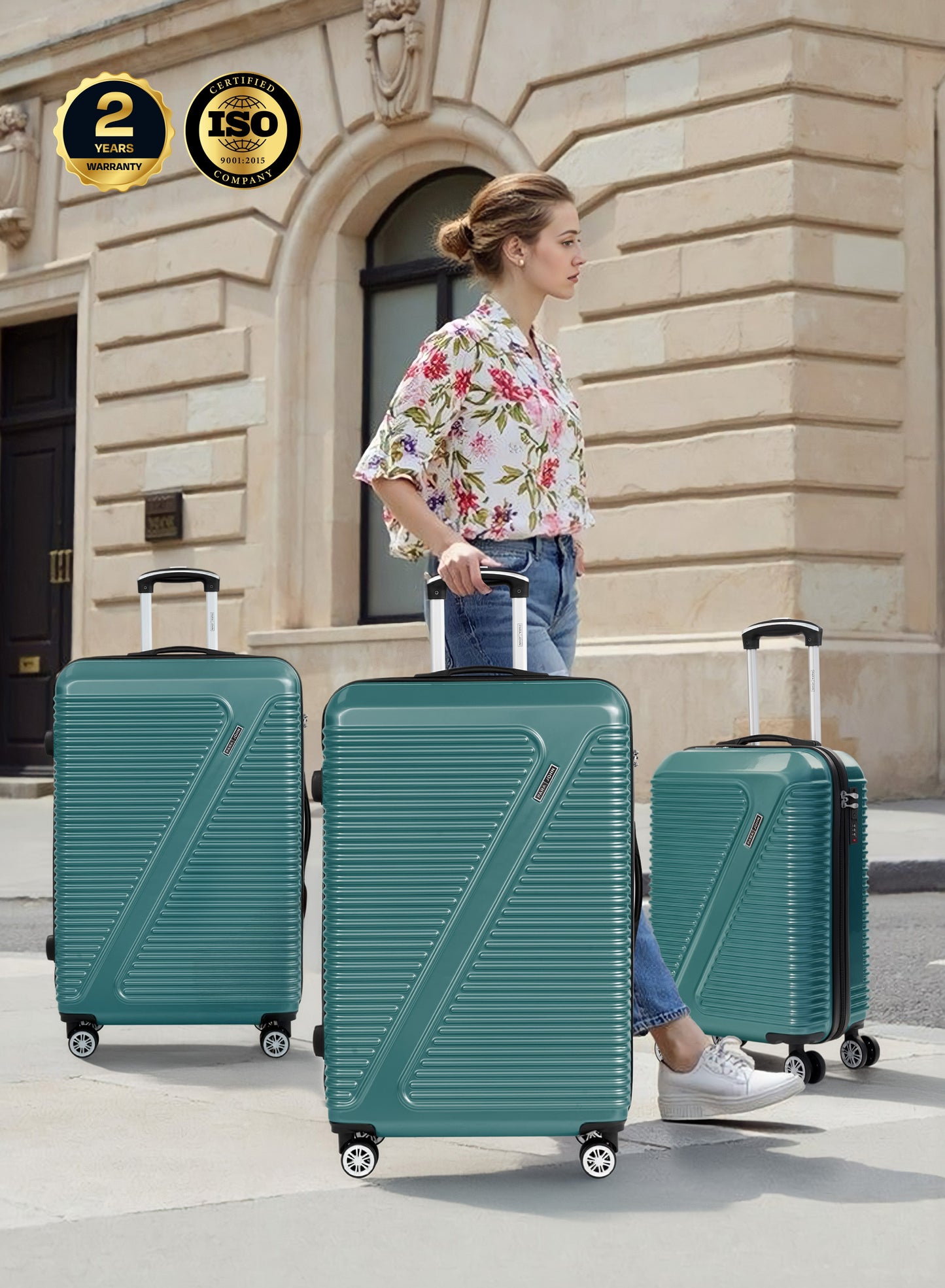 Parajohn Aeris 3-Piece Set ABS+PC Luggage Set Lightweight Small 10KG, Medium 20KG & Large 30KG 8 Wheels Trolley Hardsided Travel Suitcase