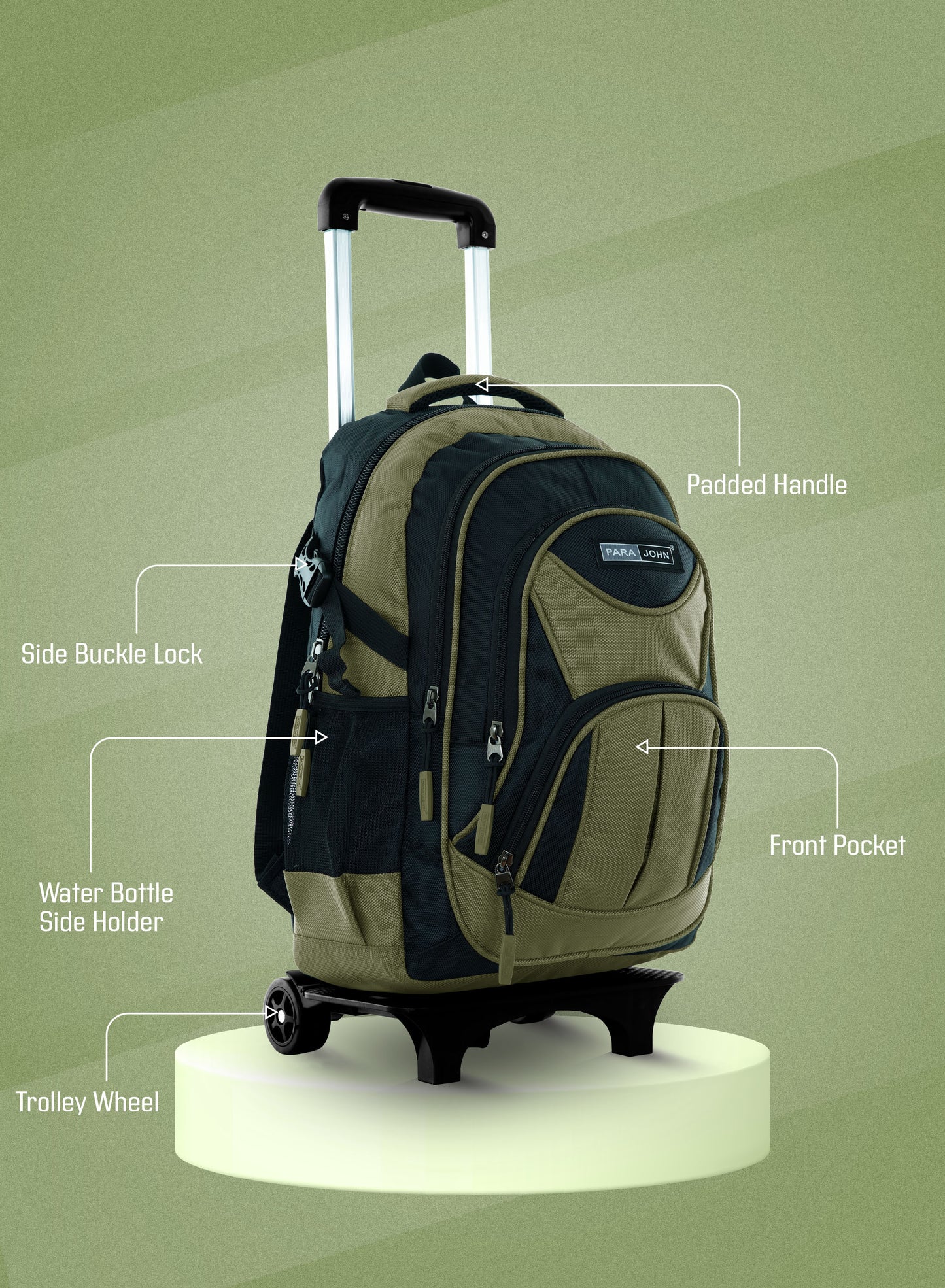 Parajohn Trolley Backpack – 18” Rolling School Bag with Wheels & Telescopic Handle  PARAJOHN UAE