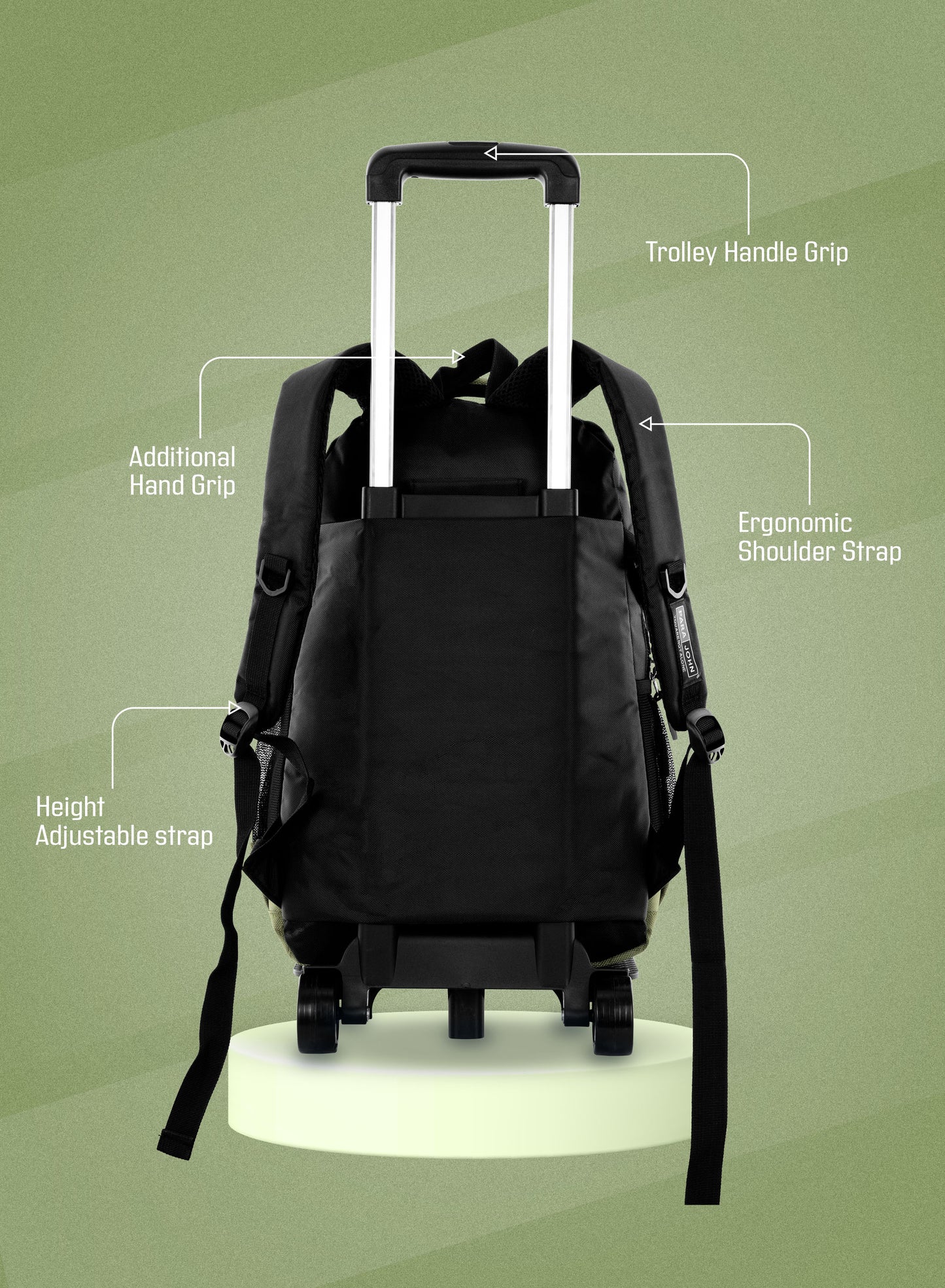 Parajohn Trolley Backpack – 18” Rolling School Bag with Wheels & Telescopic Handle  PARAJOHN UAE