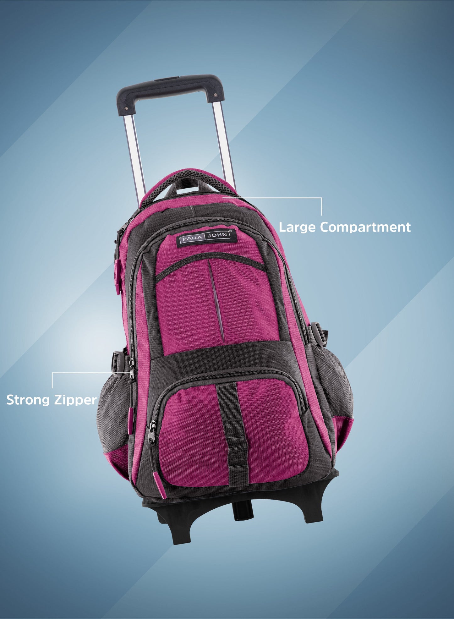 Parajohn Trolley Backpack with Wheels – Rolling School & Travel Backpack with Telescopic Handle, Heavy Duty Wheels & Multiple Compartments (16”, 18”, 20”)  PARAJOHN UAE