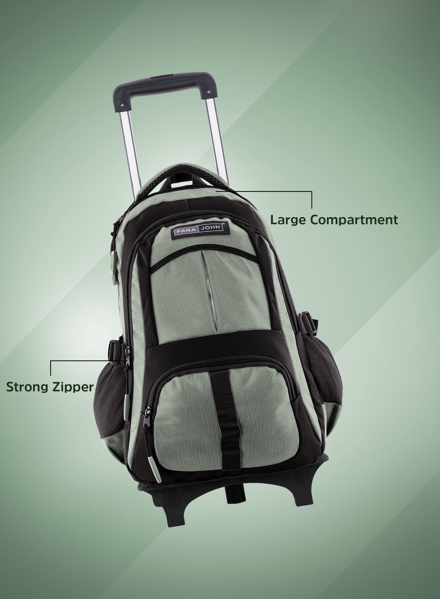 Parajohn Trolley Backpack with Wheels – Rolling School & Travel Backpack with Telescopic Handle, Heavy Duty Wheels & Multiple Compartments (16”, 18”, 20”)  PARAJOHN UAE