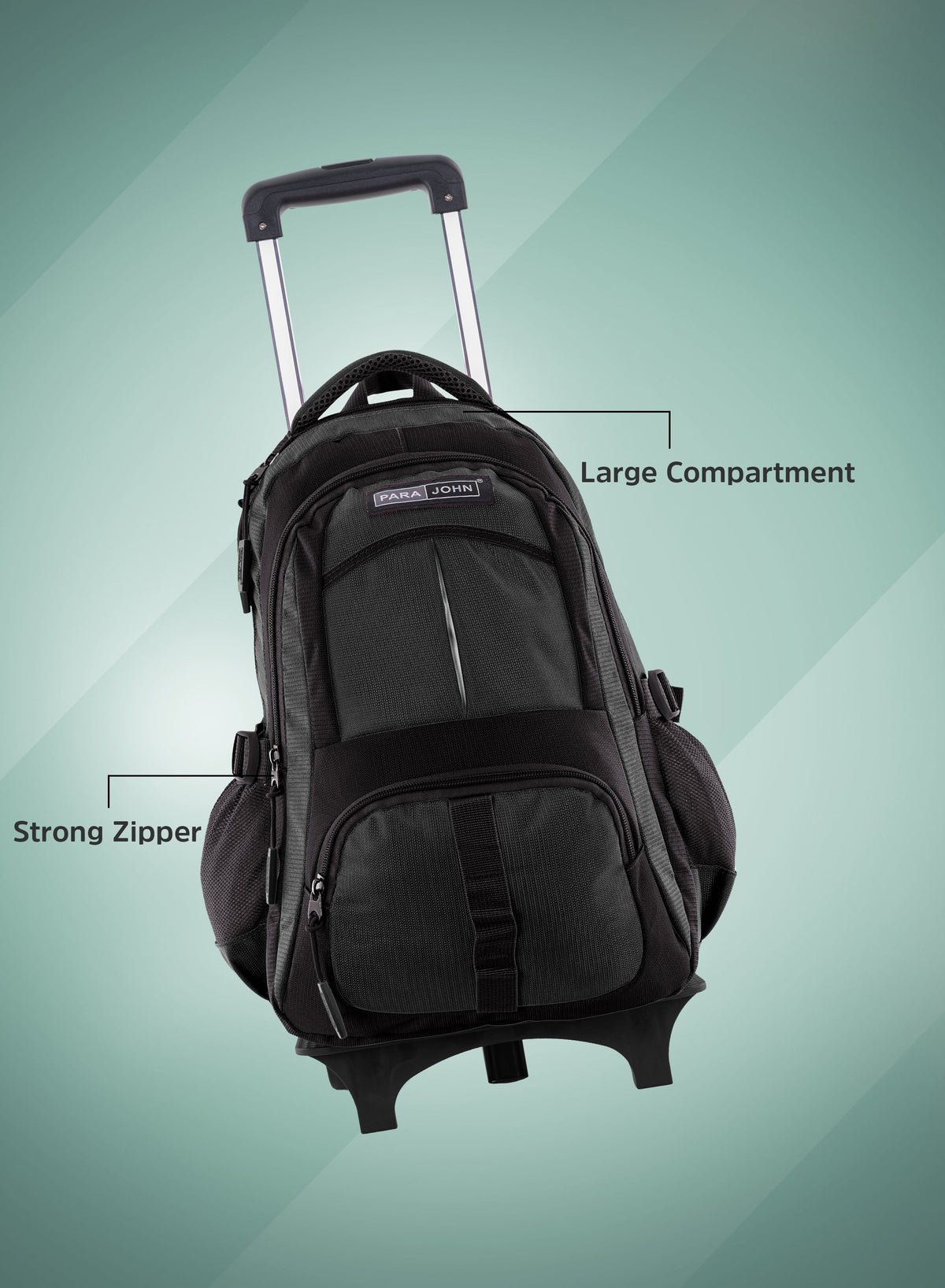 Parajohn Trolley Backpack with Wheels – Rolling School & Travel Backpack with Telescopic Handle, Heavy Duty Wheels & Multiple Compartments (16”, 18”, 20”)  PARAJOHN UAE