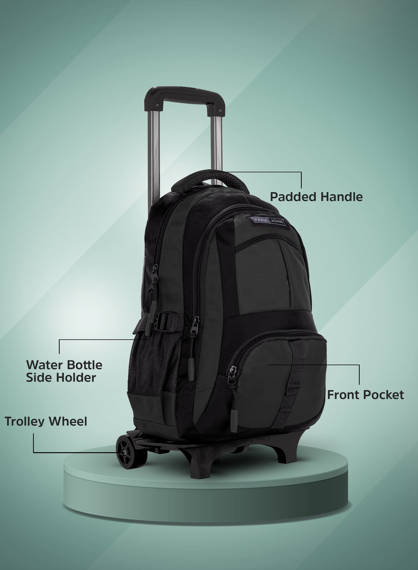 Parajohn Trolley Backpack with Wheels – Rolling School & Travel Backpack with Telescopic Handle, Heavy Duty Wheels & Multiple Compartments (16”, 18”, 20”)  PARAJOHN UAE
