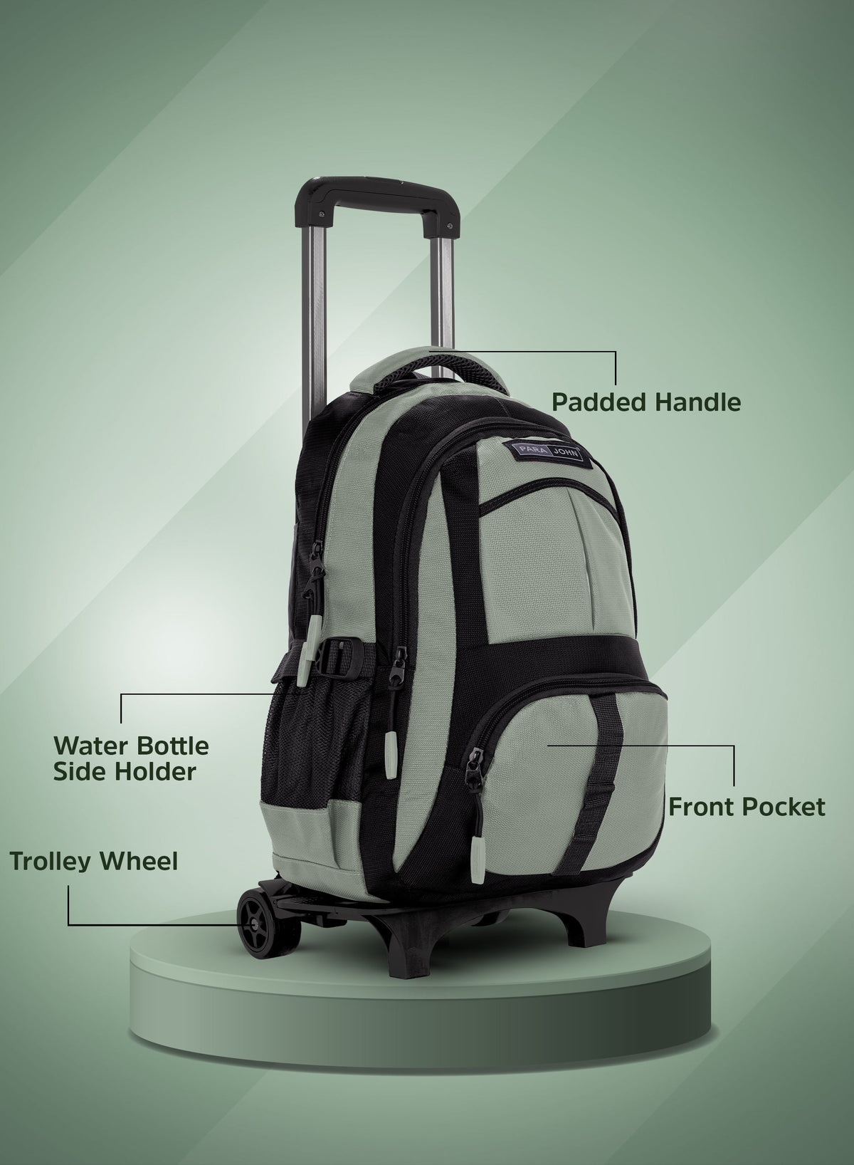 Parajohn Trolley Backpack with Wheels – Rolling School & Travel Backpack with Telescopic Handle, Heavy Duty Wheels & Multiple Compartments (16”, 18”, 20”)  PARAJOHN UAE