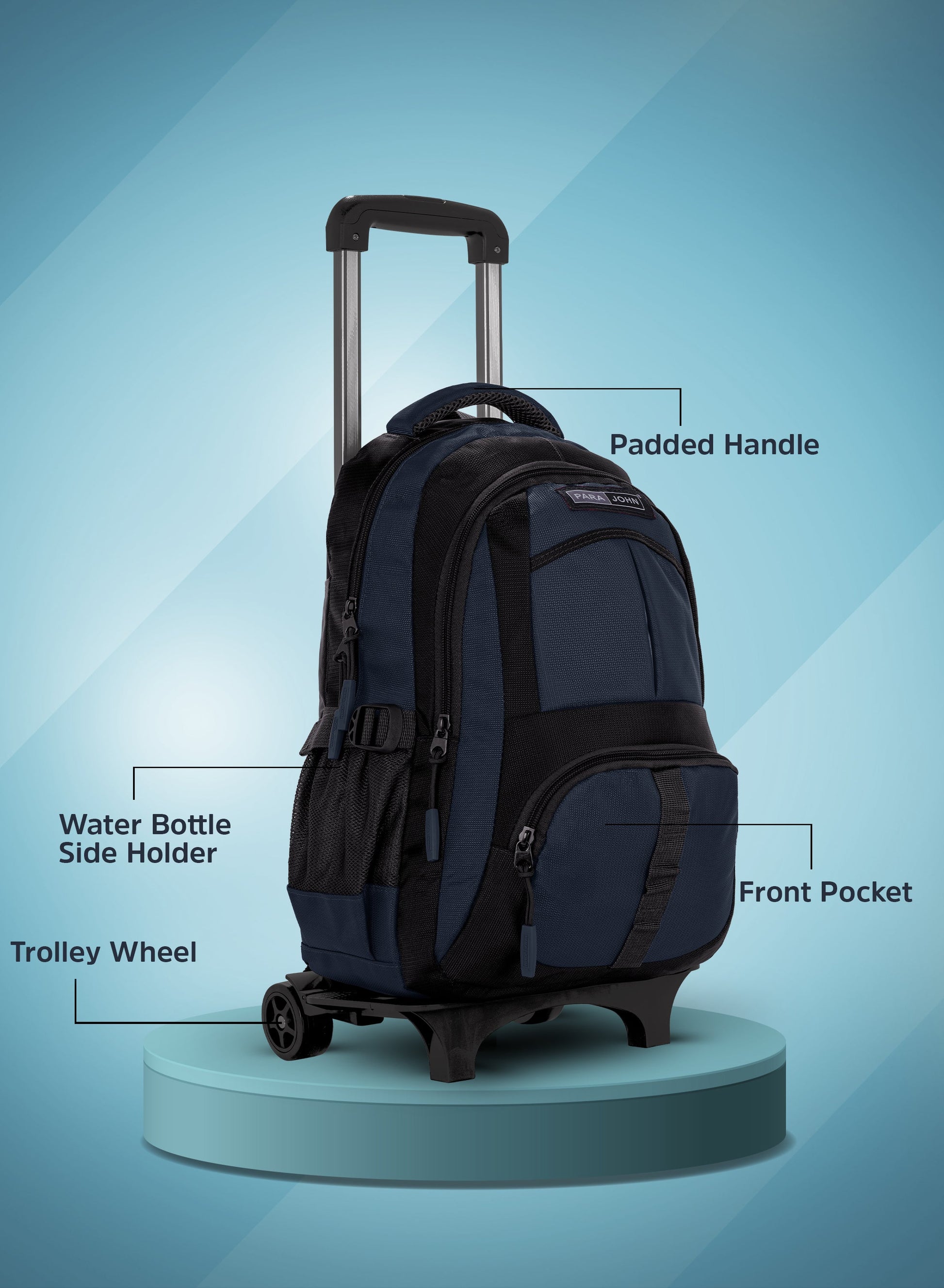 Parajohn Trolley Backpack with Wheels – Rolling School & Travel Backpack with Telescopic Handle, Heavy Duty Wheels & Multiple Compartments (16”, 18”, 20”)  PARAJOHN UAE