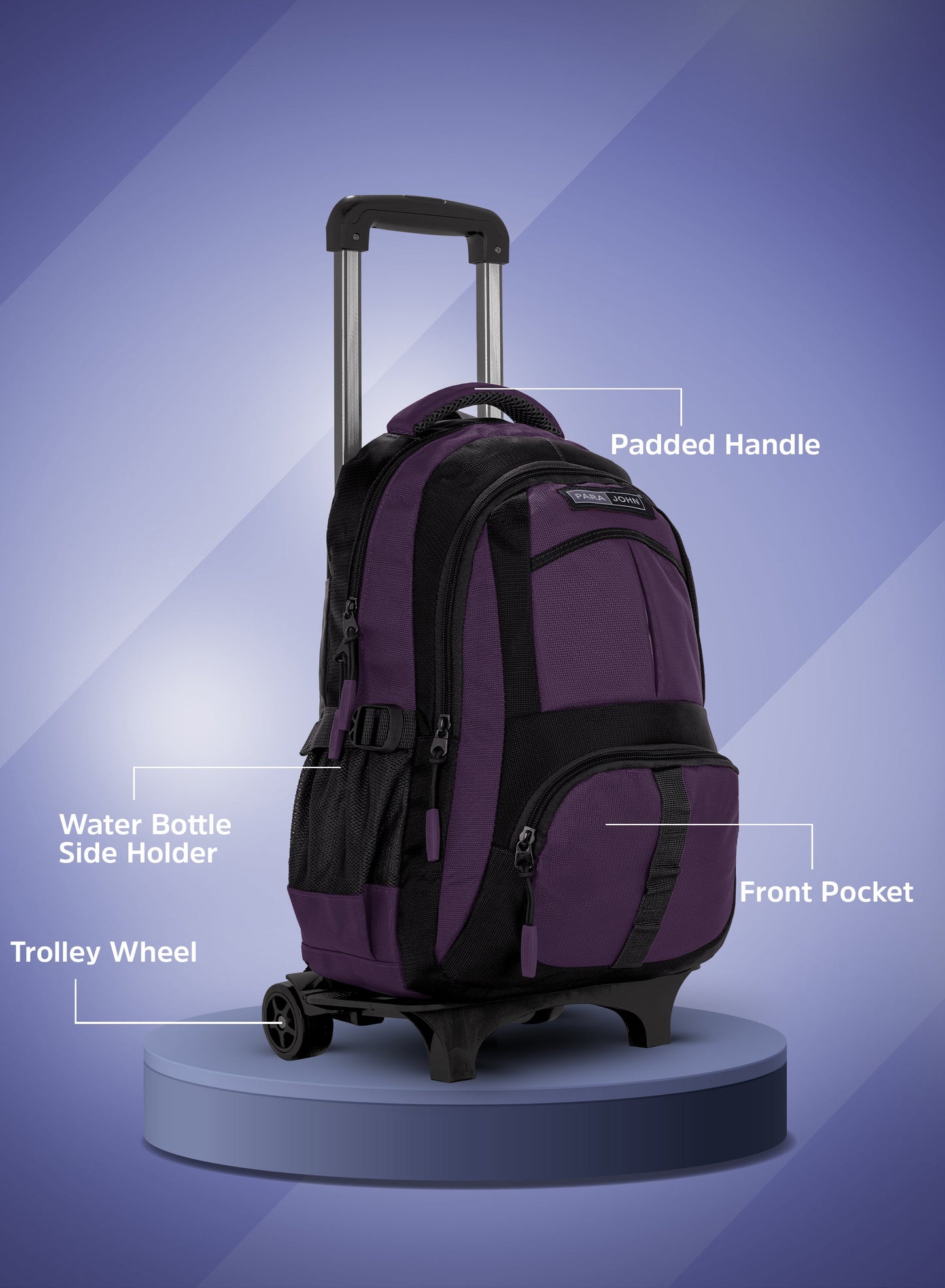 Parajohn Trolley Backpack with Wheels – Rolling School & Travel Backpack with Telescopic Handle, Heavy Duty Wheels & Multiple Compartments (16”, 18”, 20”)  PARAJOHN UAE