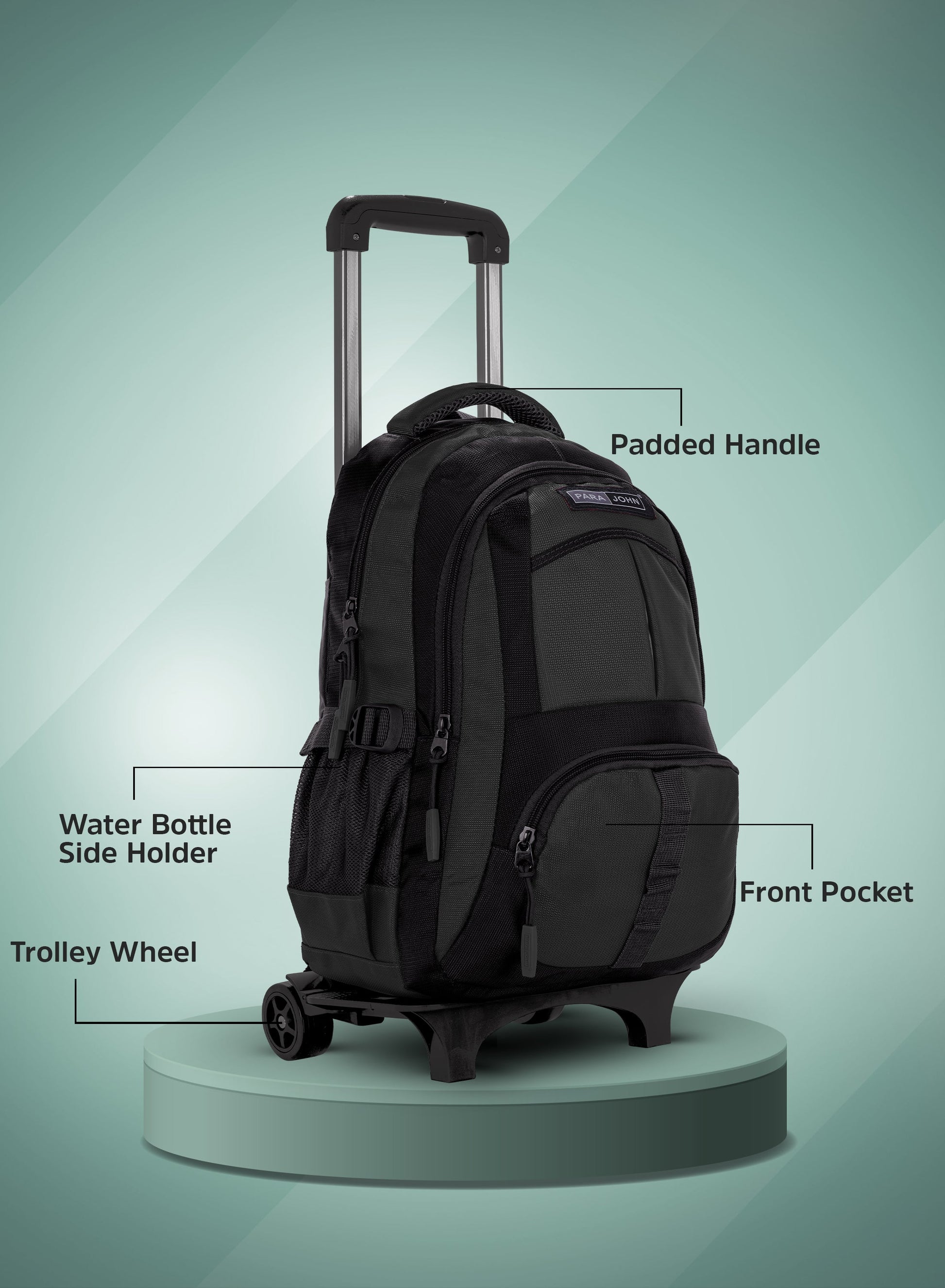 Parajohn Trolley Backpack with Wheels – Rolling School & Travel Backpack with Telescopic Handle, Heavy Duty Wheels & Multiple Compartments (16”, 18”, 20”)  PARAJOHN UAE