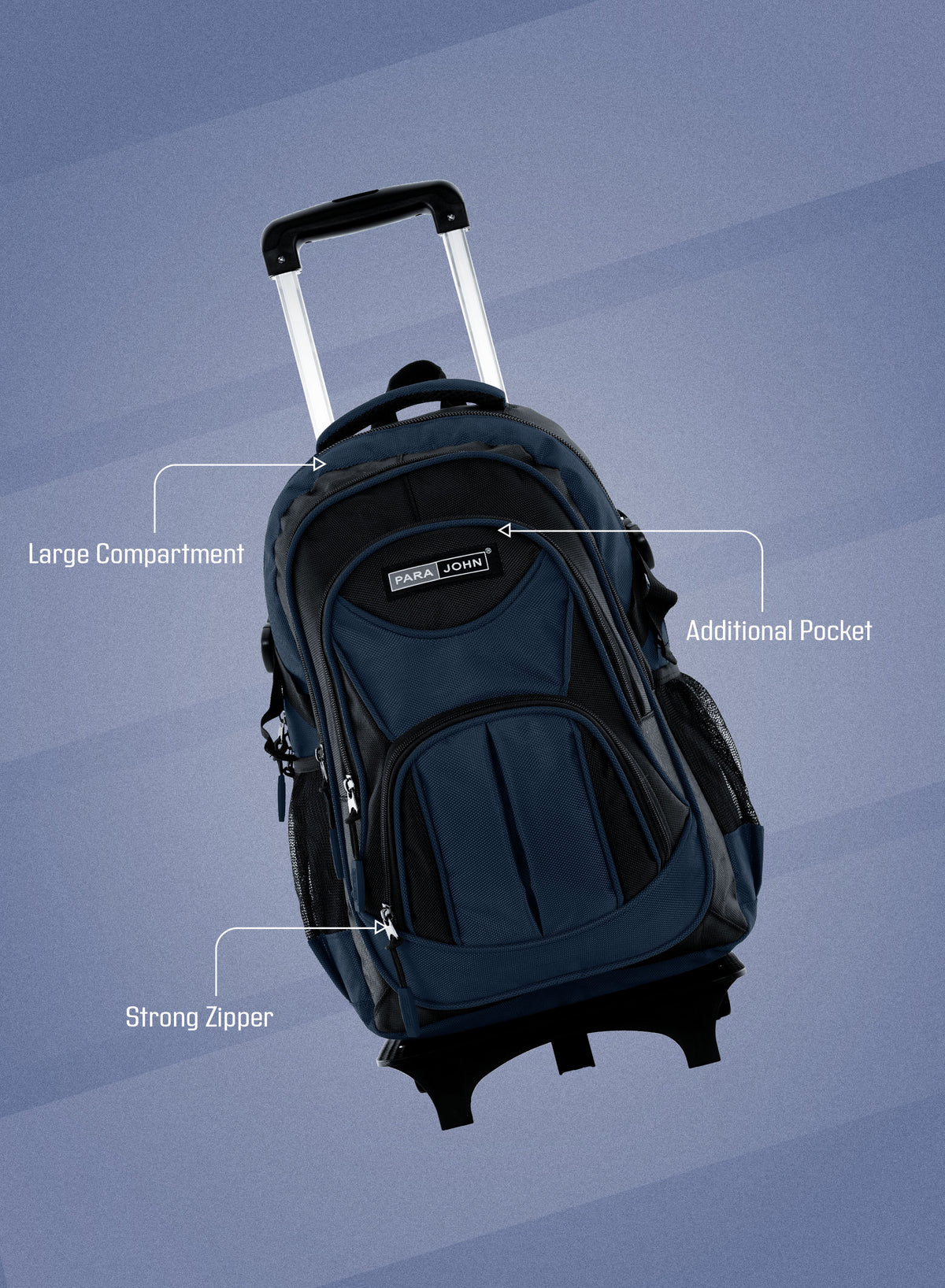 Parajohn Trolley Backpack – 18” Rolling School Bag with Wheels & Telescopic Handle  PARAJOHN UAE