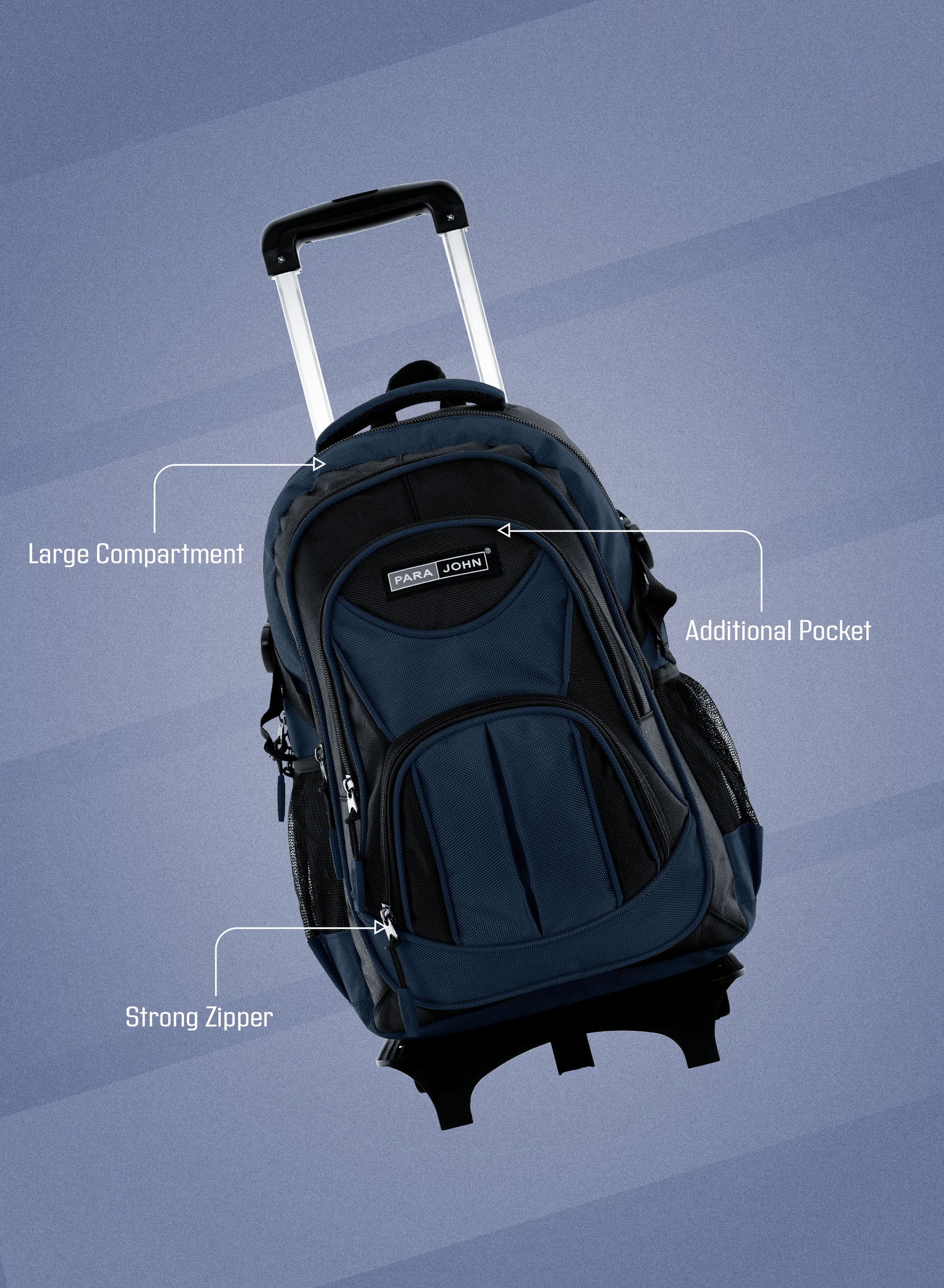 Parajohn Trolley Backpack – 18” Rolling School Bag with Wheels & Telescopic Handle  PARAJOHN UAE