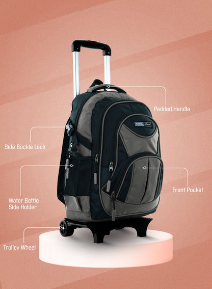 Parajohn Trolley Backpack – 18” Rolling School Bag with Wheels & Telescopic Handle  PARAJOHN UAE