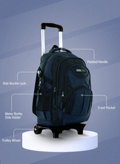 Parajohn Trolley Backpack – 18” Rolling School Bag with Wheels & Telescopic Handle  PARAJOHN UAE