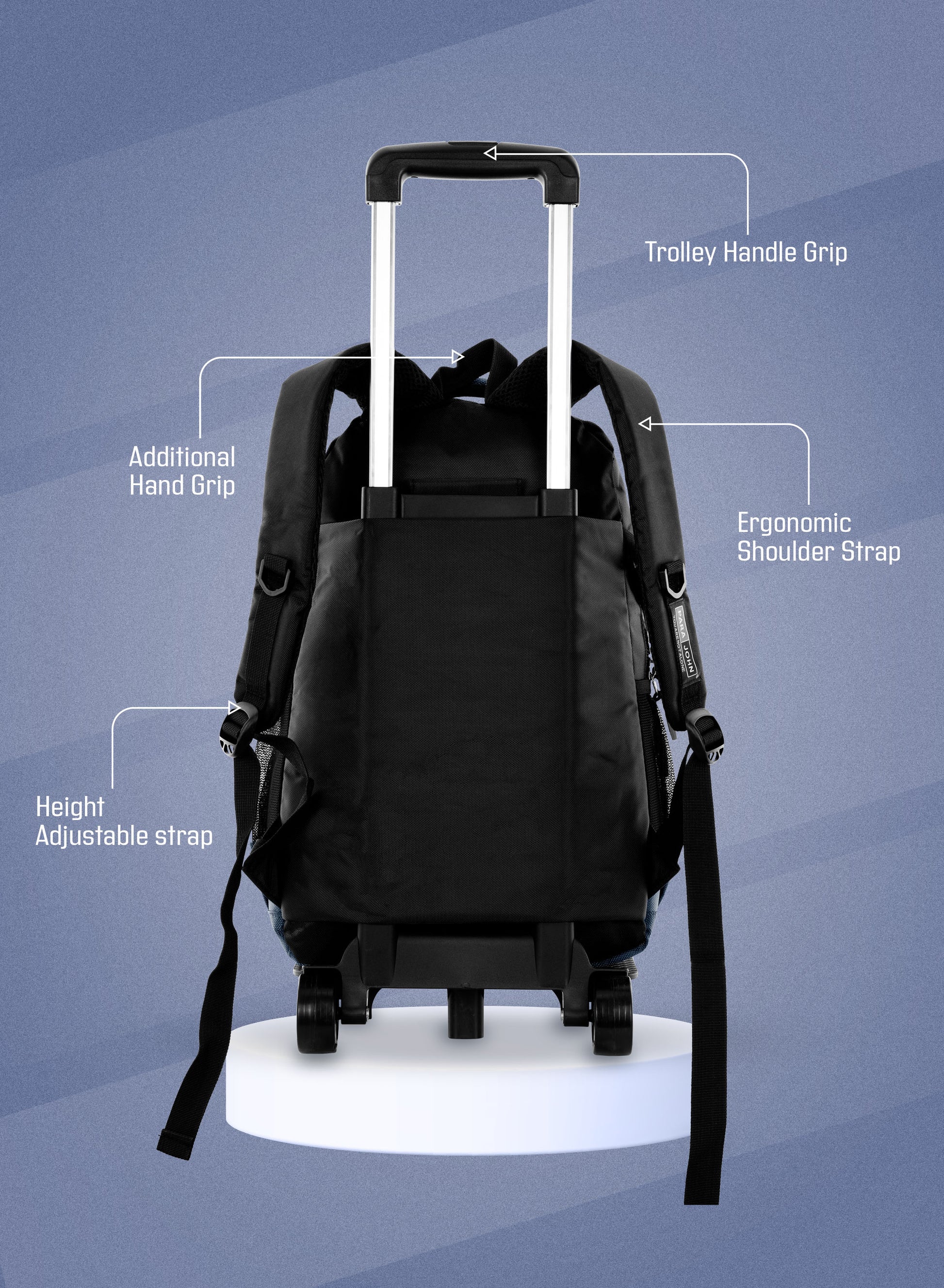 Parajohn Trolley Backpack – 18” Rolling School Bag with Wheels & Telescopic Handle  PARAJOHN UAE