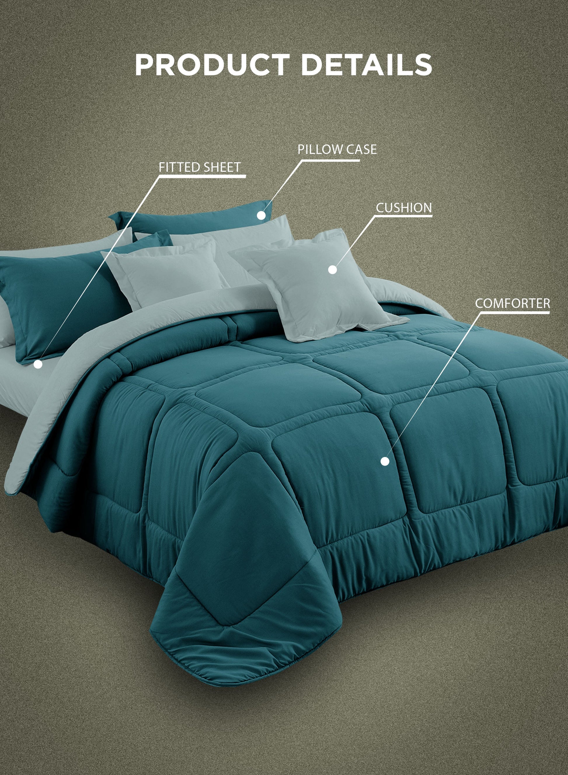 Parajohn Parry Life 6PCS Microfiber Comforter Set – Ultra Soft Bedding Set with Fitted Sheet, Pillow Cases & Cushions (Breathable, Lightweight)  PARAJOHN UAE