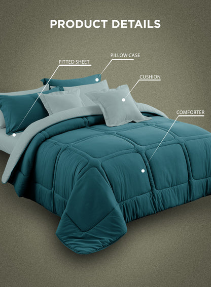 Parajohn Parry Life 6PCS Microfiber Comforter Set – Ultra Soft Bedding Set with Fitted Sheet, Pillow Cases & Cushions (Breathable, Lightweight)  PARAJOHN UAE