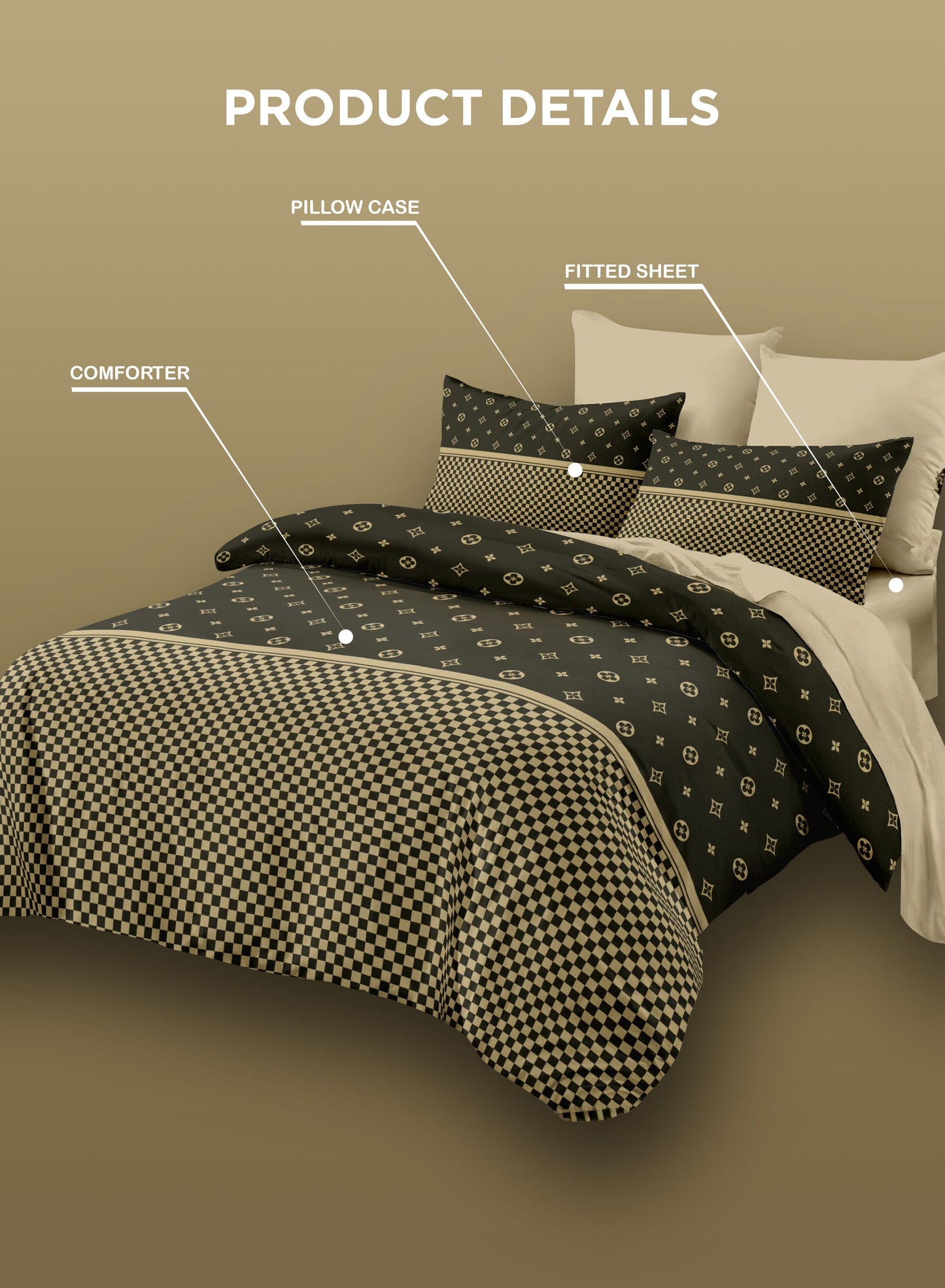 Parajohn Parry Life 4-Piece Microfiber Comforter Set – Ultra Soft Bedding Set with Fitted Sheet, Pillow Cases & Cushion (Breathable, Lightweight)  PARAJOHN UAE