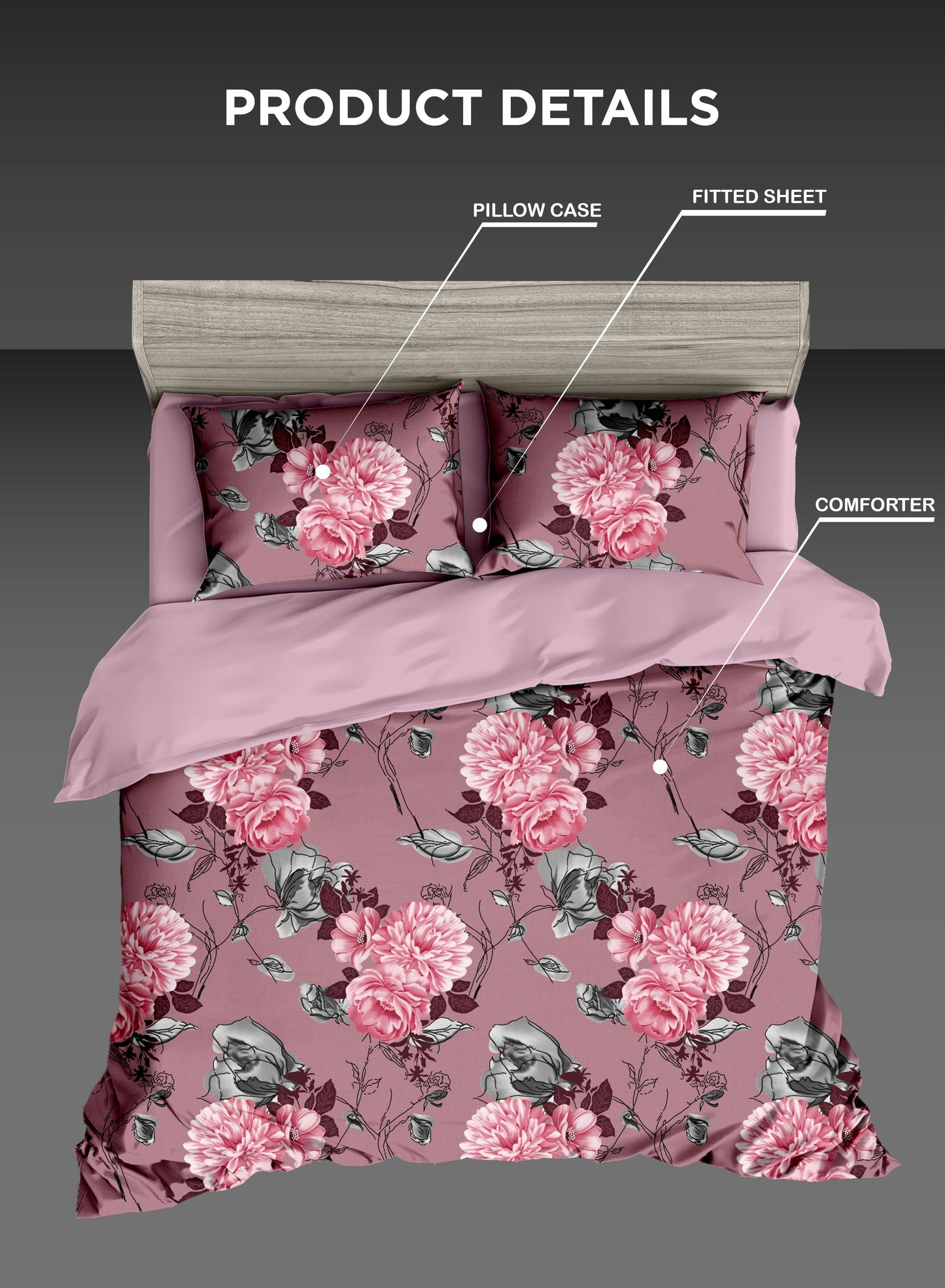 Parajohn Parry Life 4-Piece Microfiber Comforter Set – Ultra Soft Bedding Set with Fitted Sheet, Pillow Cases & Cushion (Breathable, Lightweight)  PARAJOHN UAE