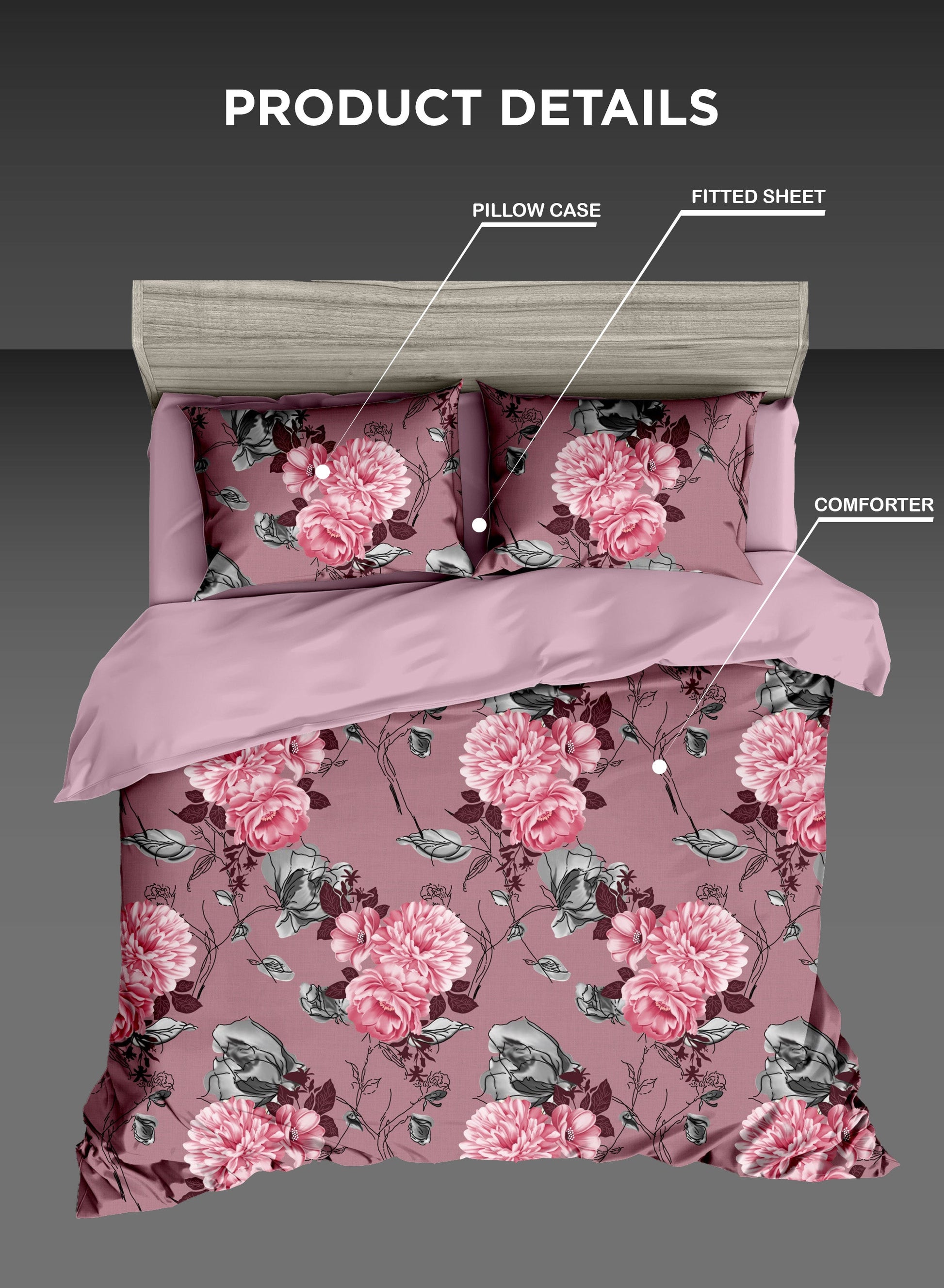 Parajohn Parry Life 4-Piece Microfiber Comforter Set – Ultra Soft Bedding Set with Fitted Sheet, Pillow Cases & Cushion (Breathable, Lightweight)  PARAJOHN UAE