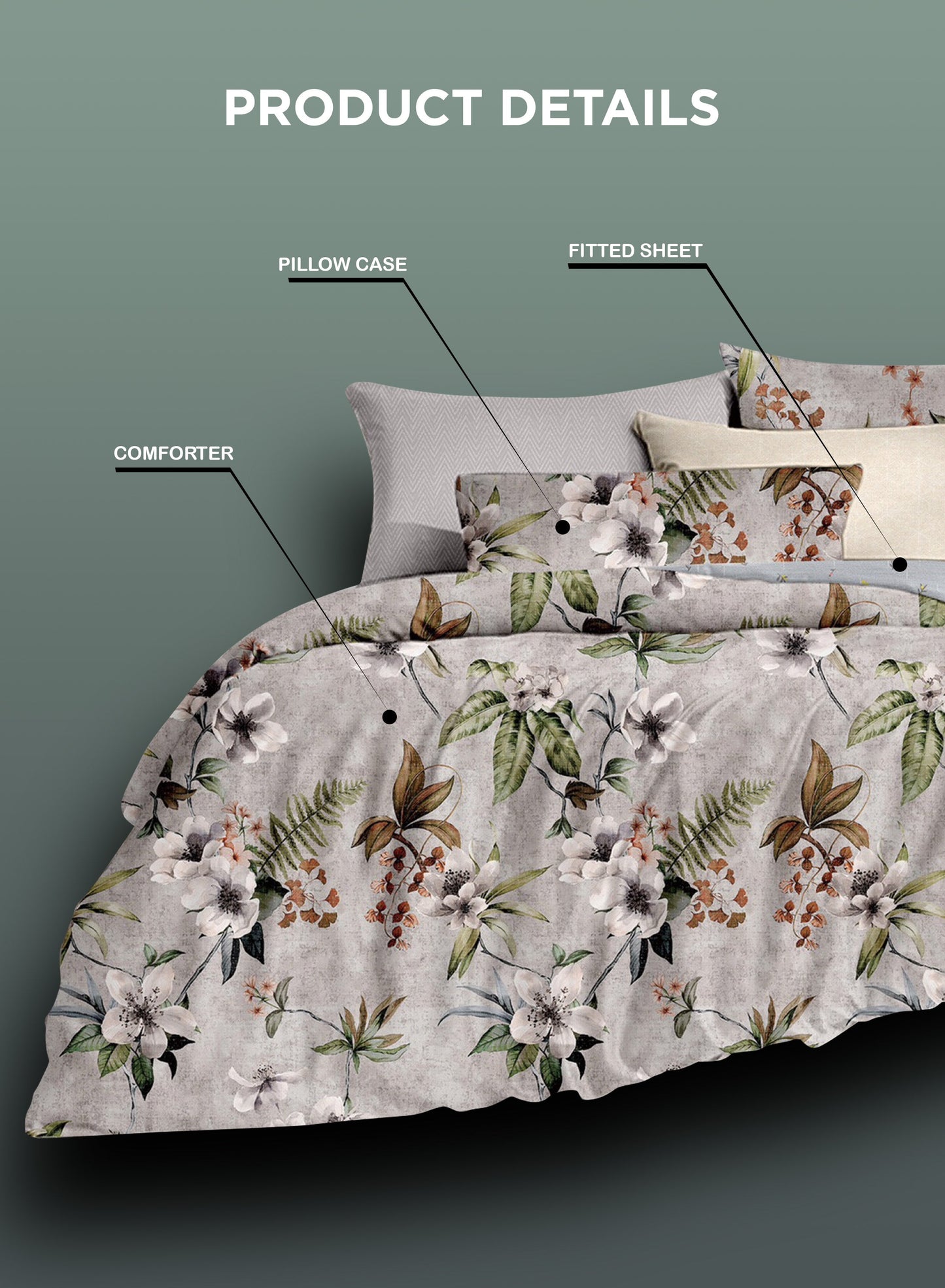 Parajohn Parry Life 4-Piece Microfiber Comforter Set – Ultra Soft Bedding Set with Fitted Sheet, Pillow Cases & Cushion (Breathable, Lightweight)  PARAJOHN UAE