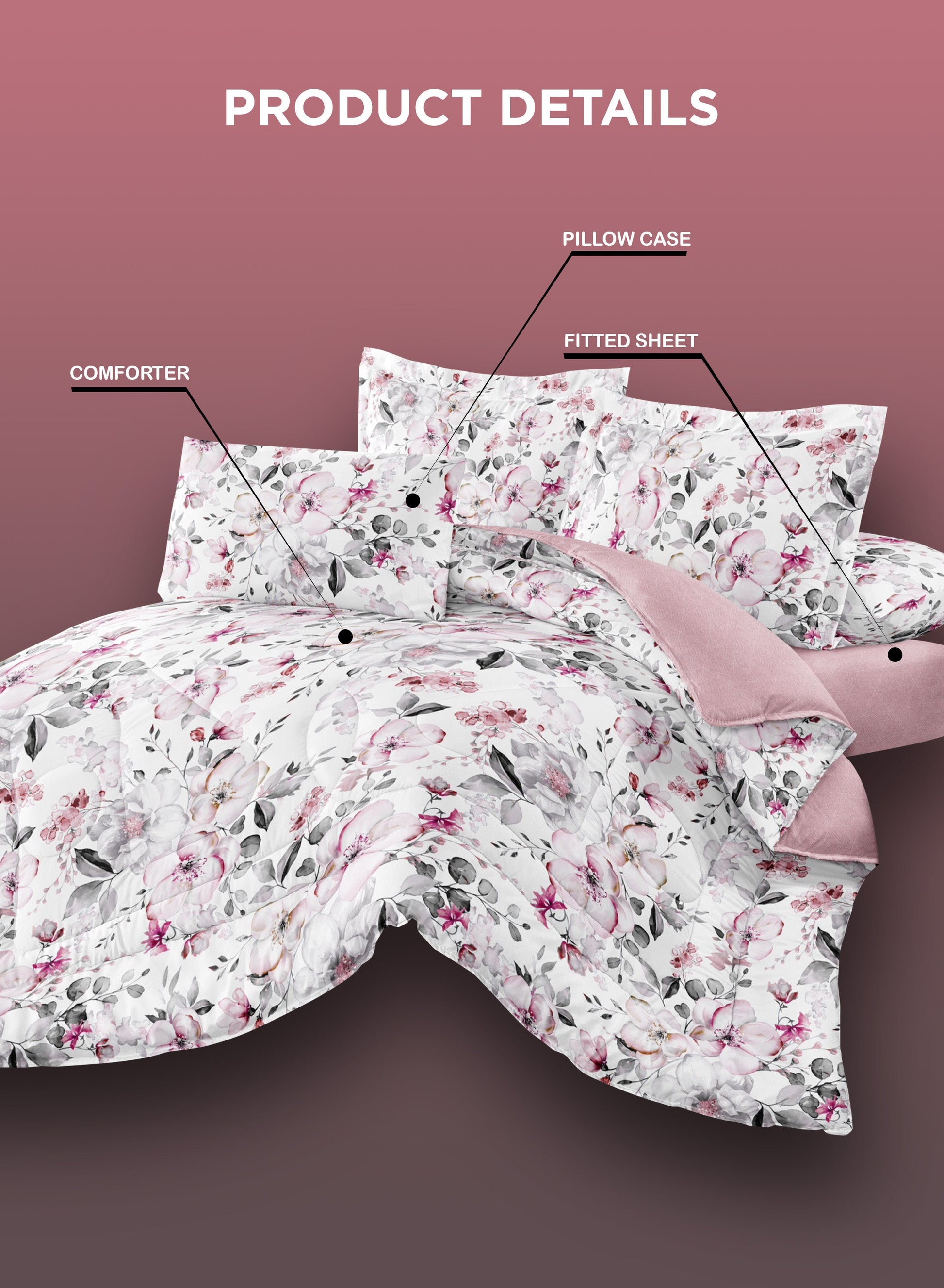 Parajohn Parry Life 4-Piece Microfiber Comforter Set – Ultra Soft Bedding Set with Fitted Sheet, Pillow Cases & Cushion (Breathable, Lightweight)  PARAJOHN UAE