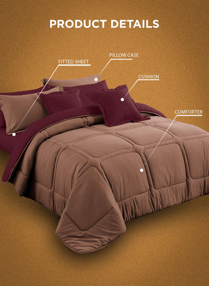 Parajohn Parry Life 6PCS Microfiber Comforter Set – Ultra Soft Bedding Set with Fitted Sheet, Pillow Cases & Cushions (Breathable, Lightweight)  PARAJOHN UAE